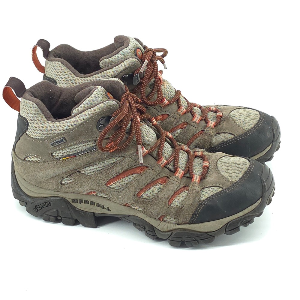 Merrell Moab Mid Waterproof Hiking Boots Womens 9 Bungee Cord Brown J88790